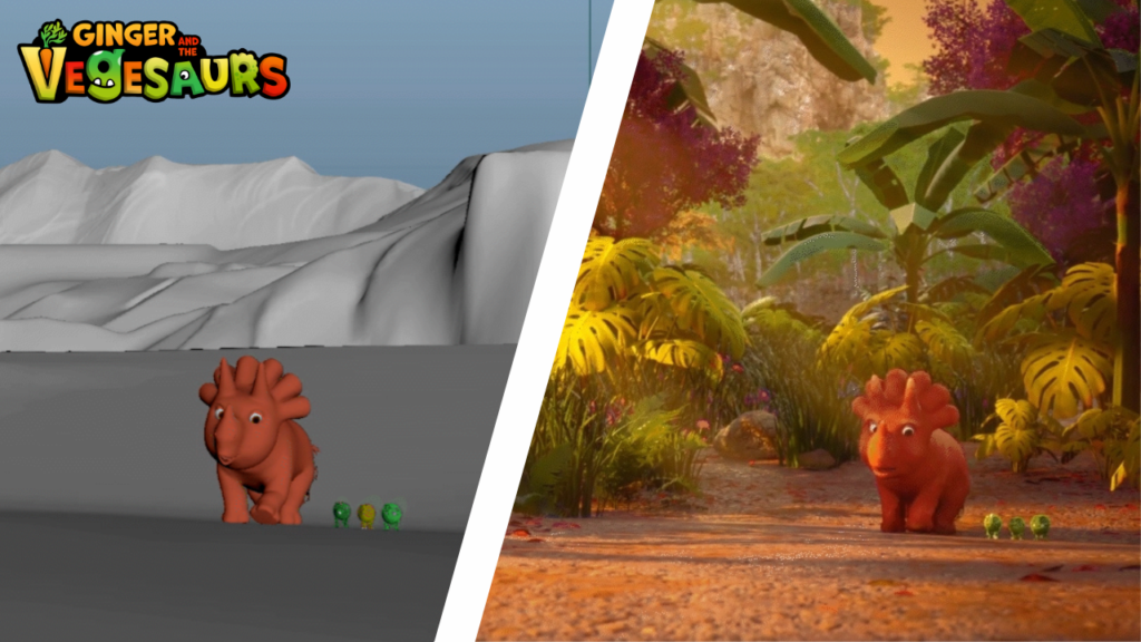 Ginger and the Vegesaurs before and after image